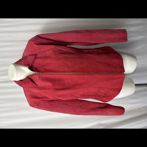 Bernardo - Red Leather Jacket with Texture - Petite Large - Picture 1 of 9